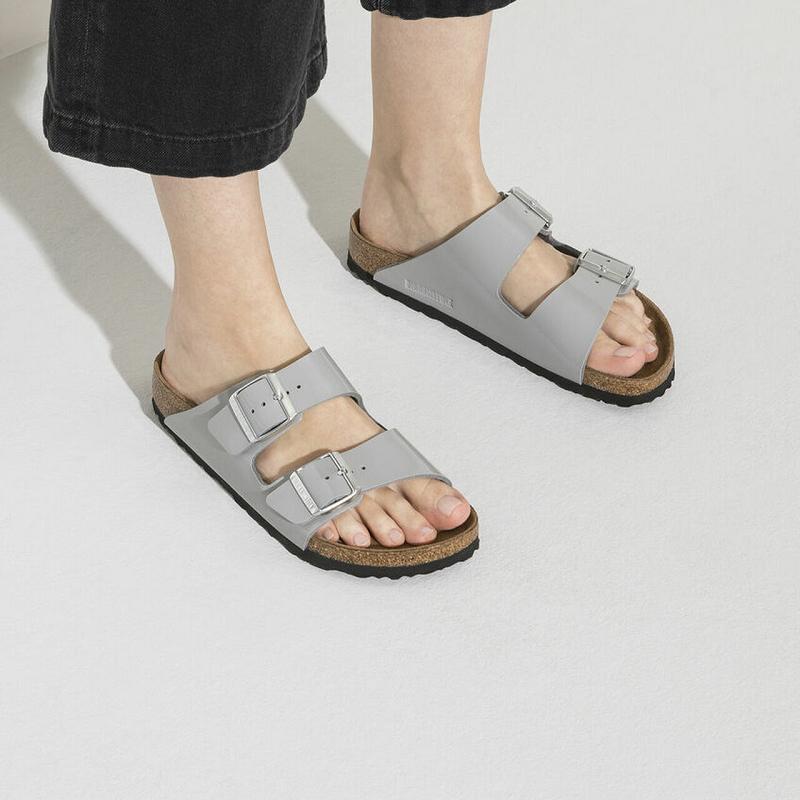 Arizona Birkenstock Lakovane Birko Flor Damske Strieborne | SK 49HAP